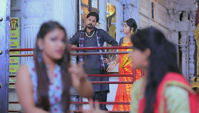 A Still Of Likitha, Vajramuni, Kanthamma And Radha