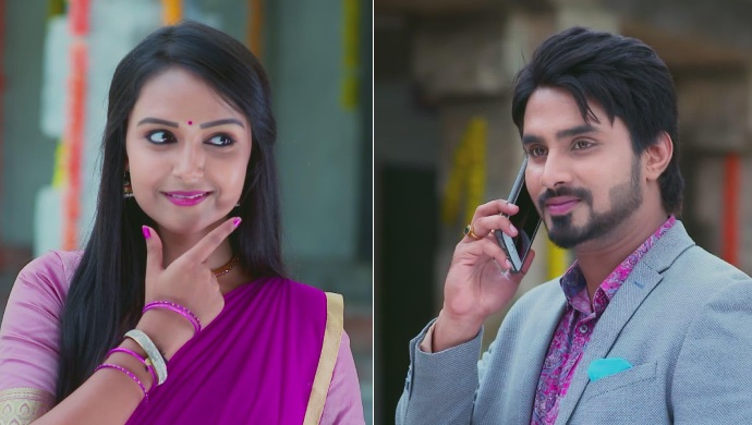 A Collage Of Amulya And Vedanth Smiling