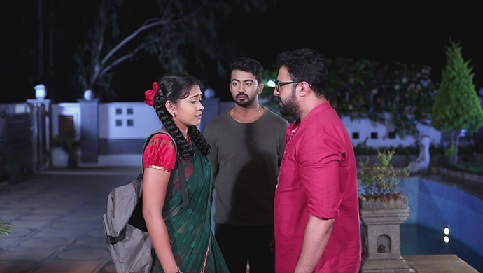 A Still Of Kamali, Rishi And Chandru